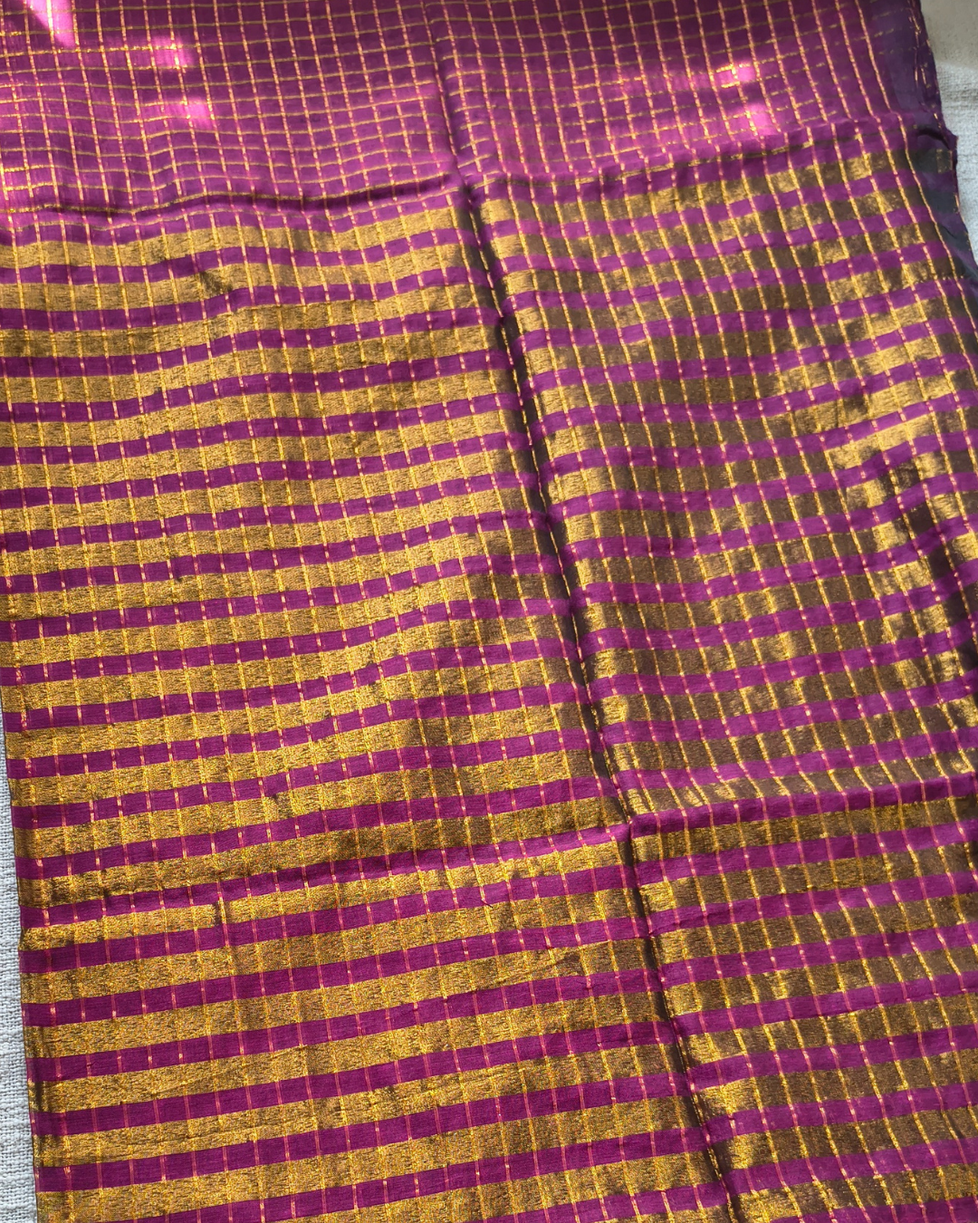 Mul Cotton Zari Checks Handloom Saree - Magenta MammaHug