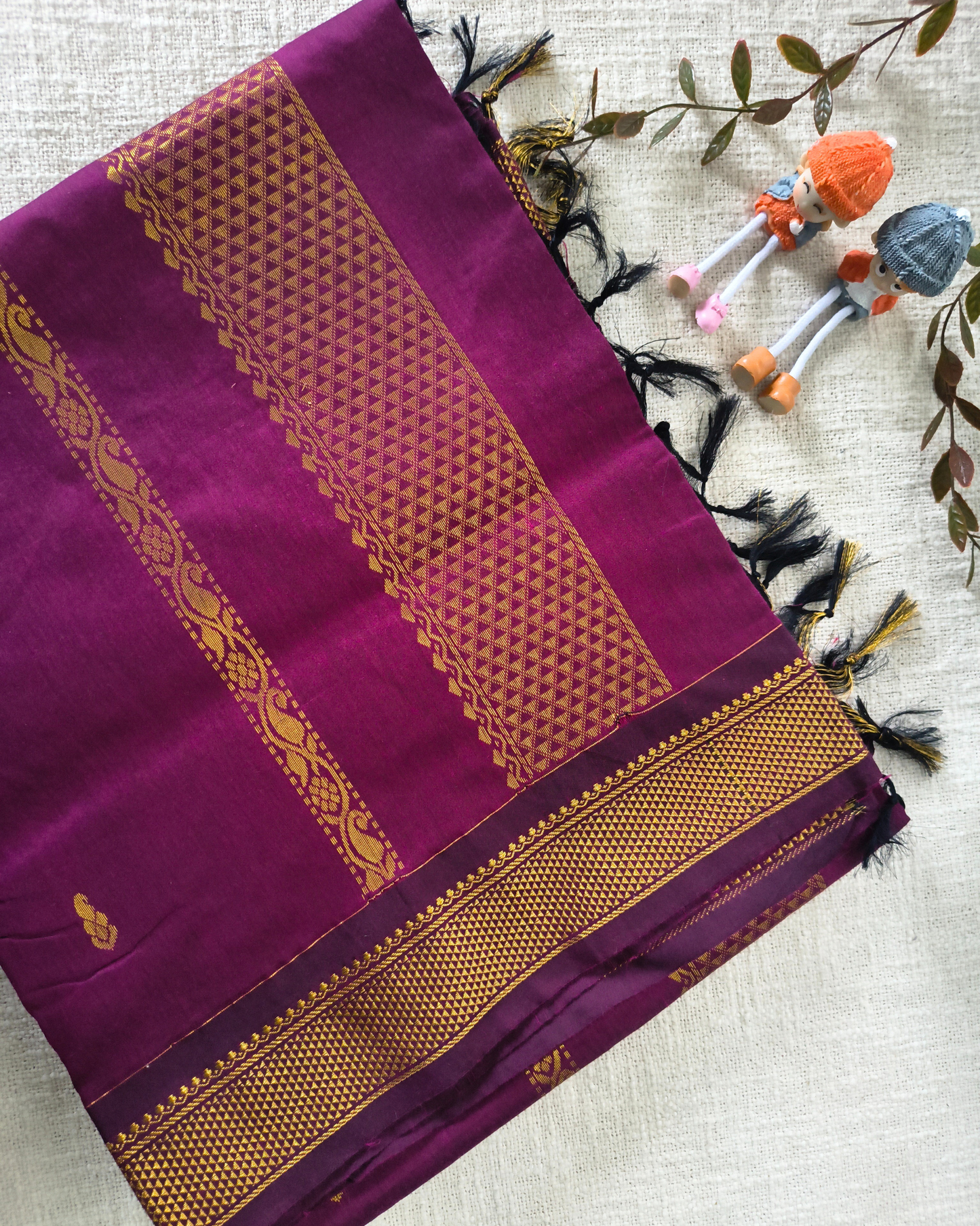 Premium Kalyani Cotton with Butta Monochromatic  - Magenta