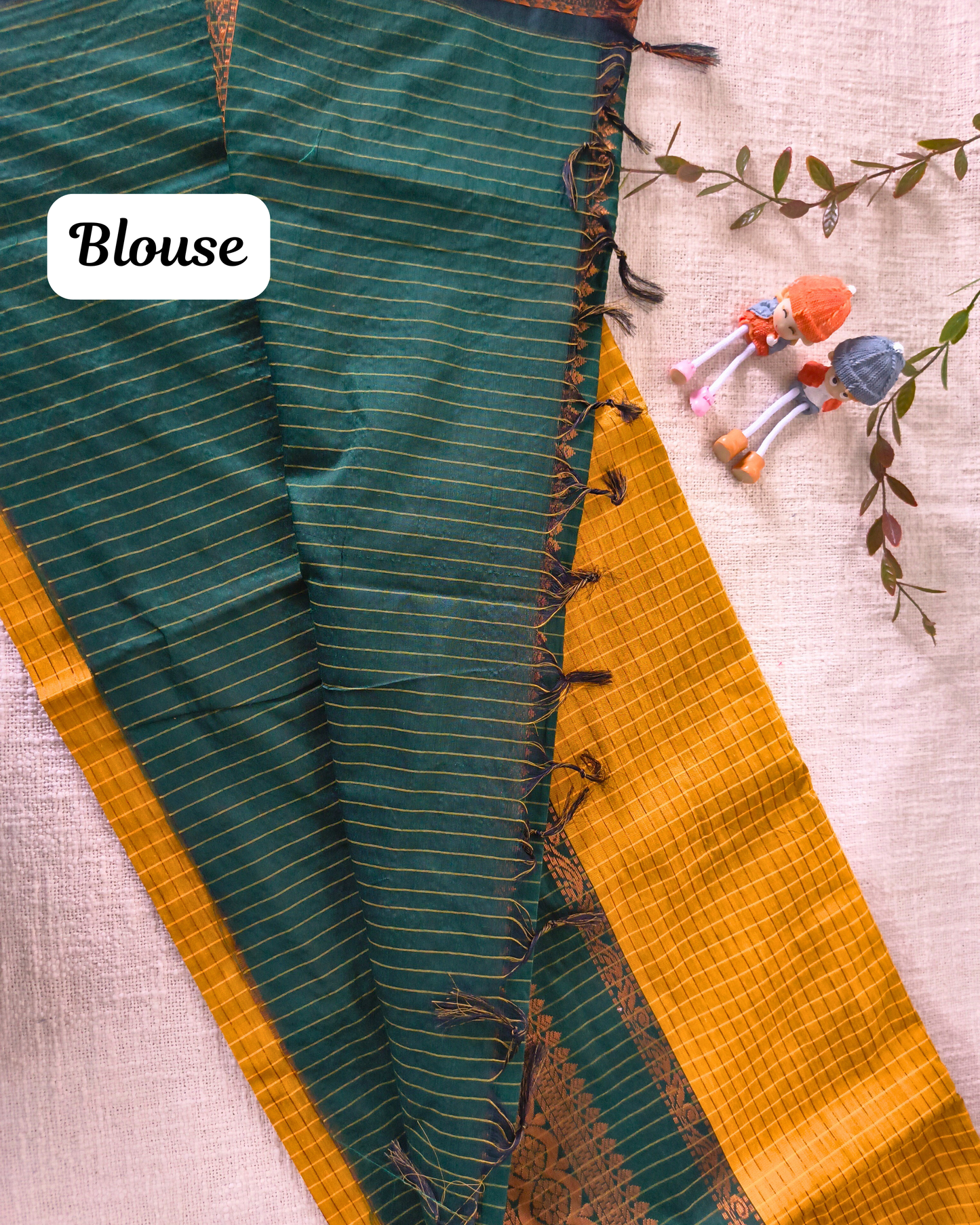 Premium Kalyani Cotton checked with Zari Border - Yellow