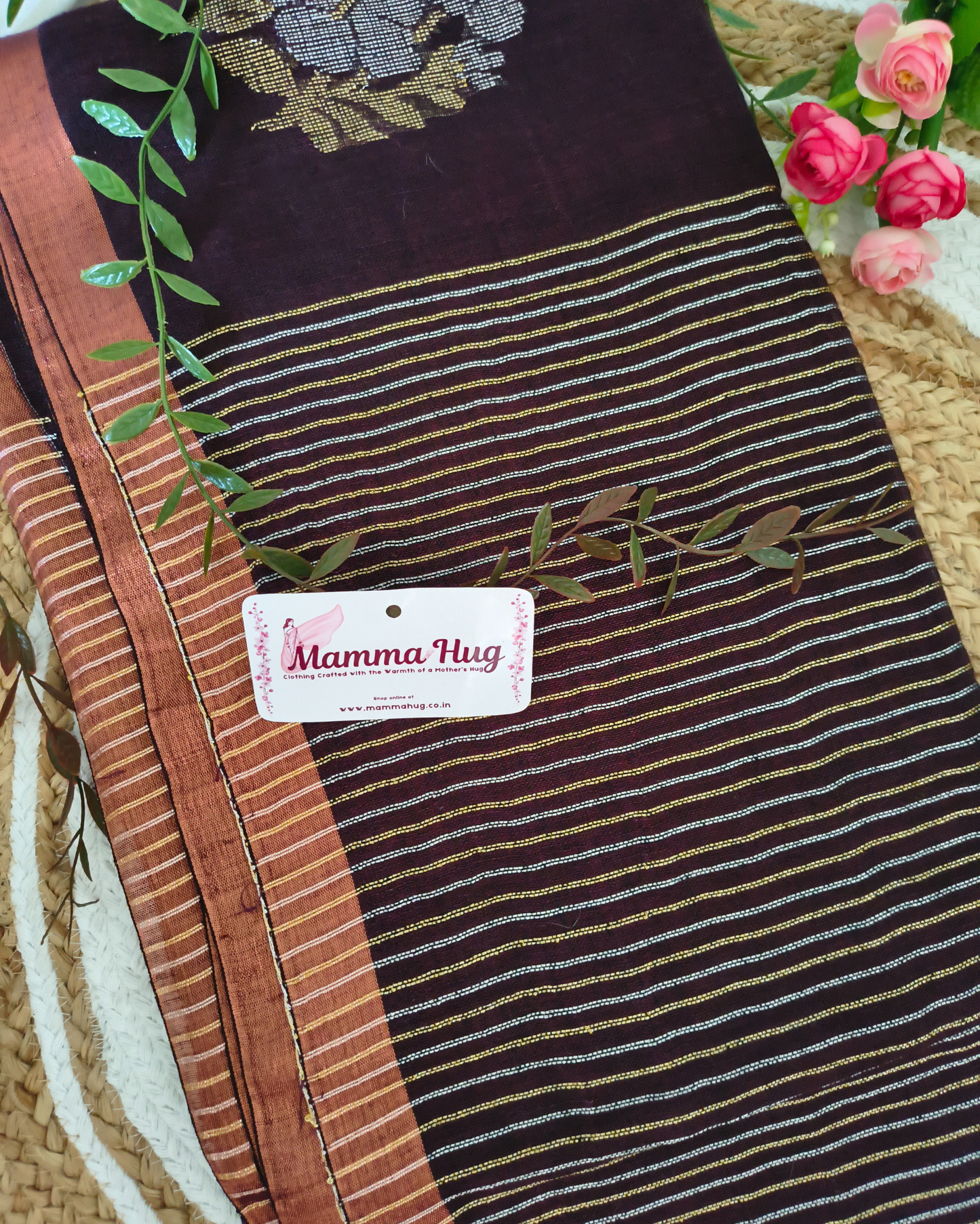 Premium Linen By Linen Handloom Saree - Maroon