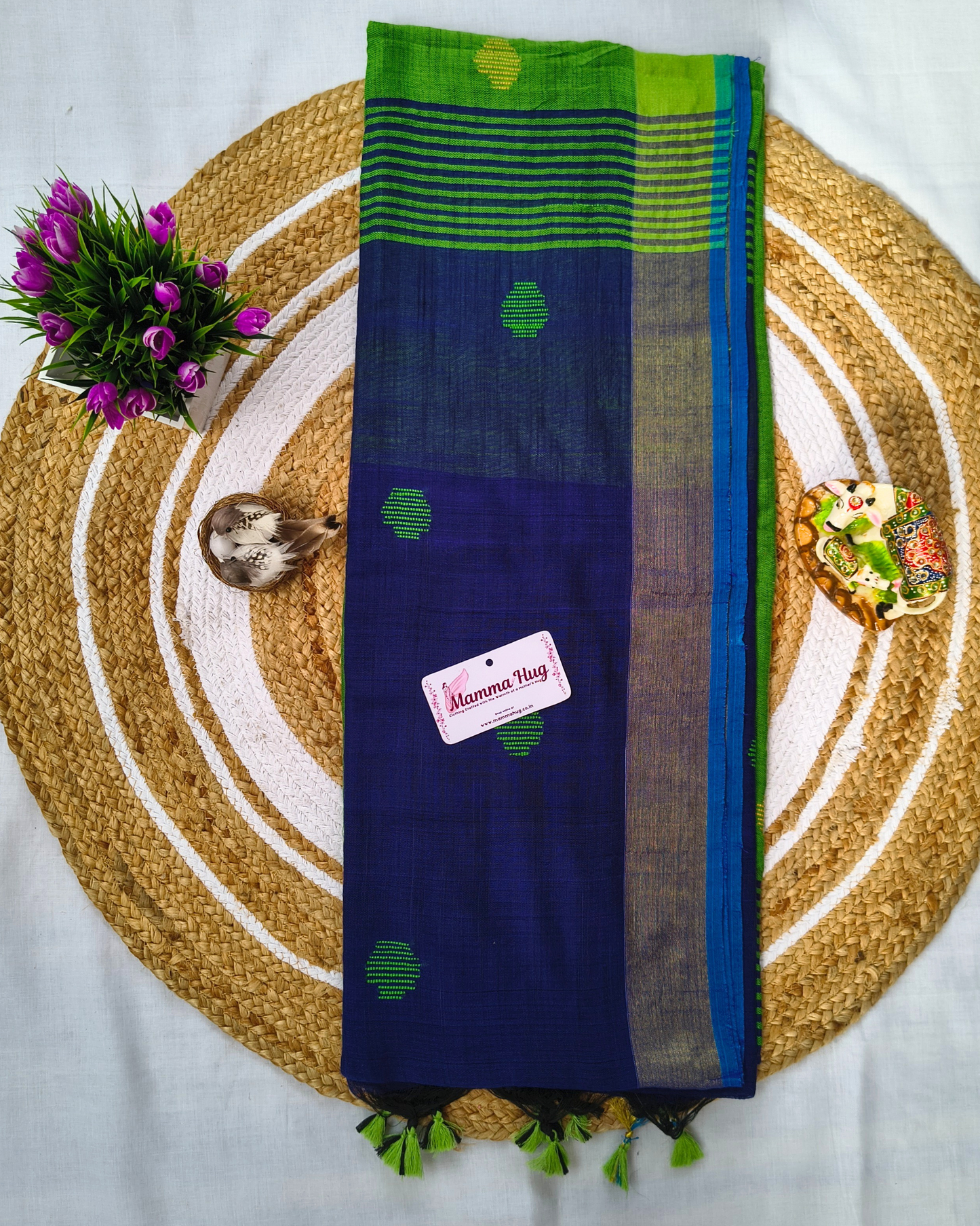 Khadi Cotton Handloom Saree Butta Design