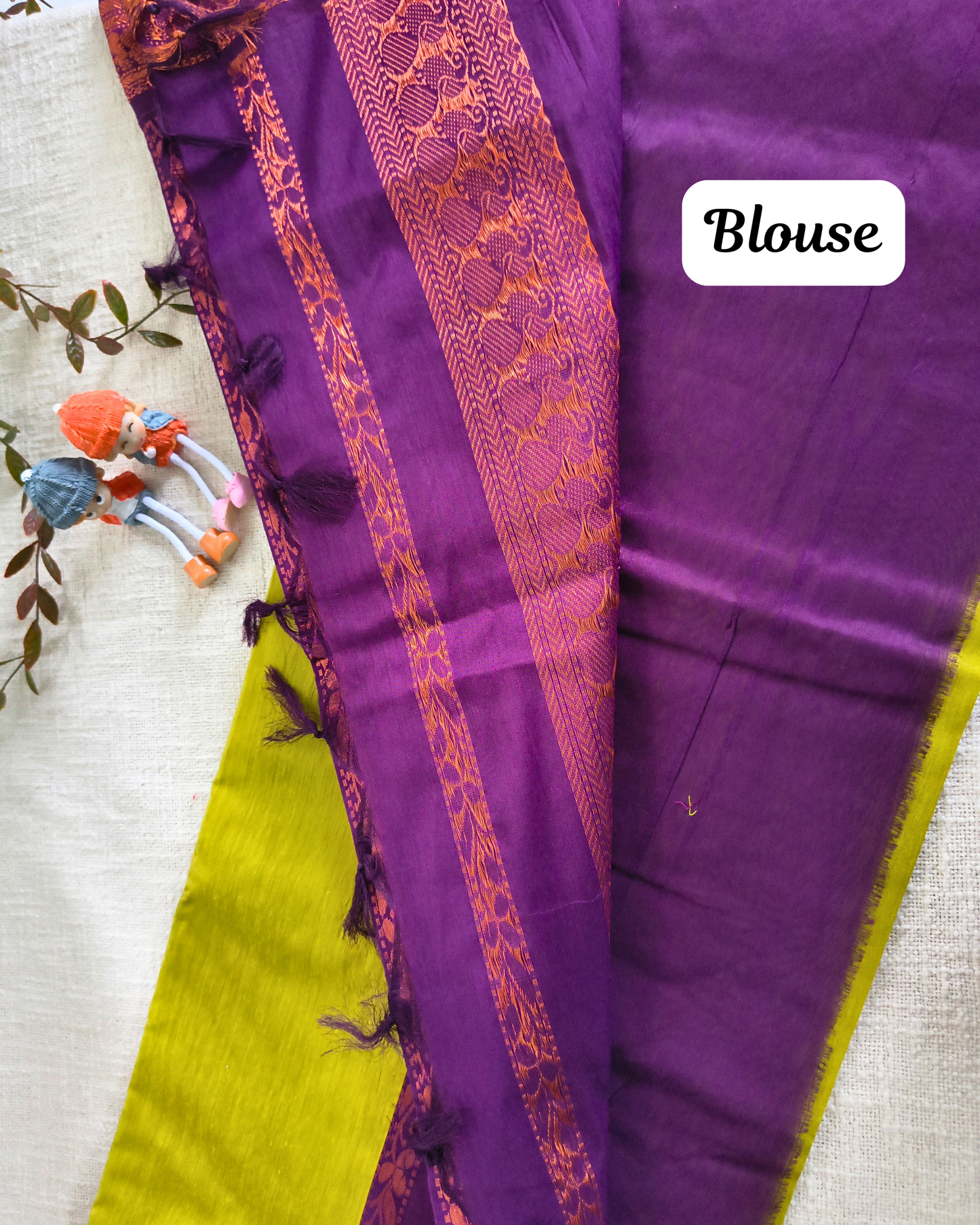 Premium Kalyani Cotton Plain Saree with Zari Border - Parrot Green