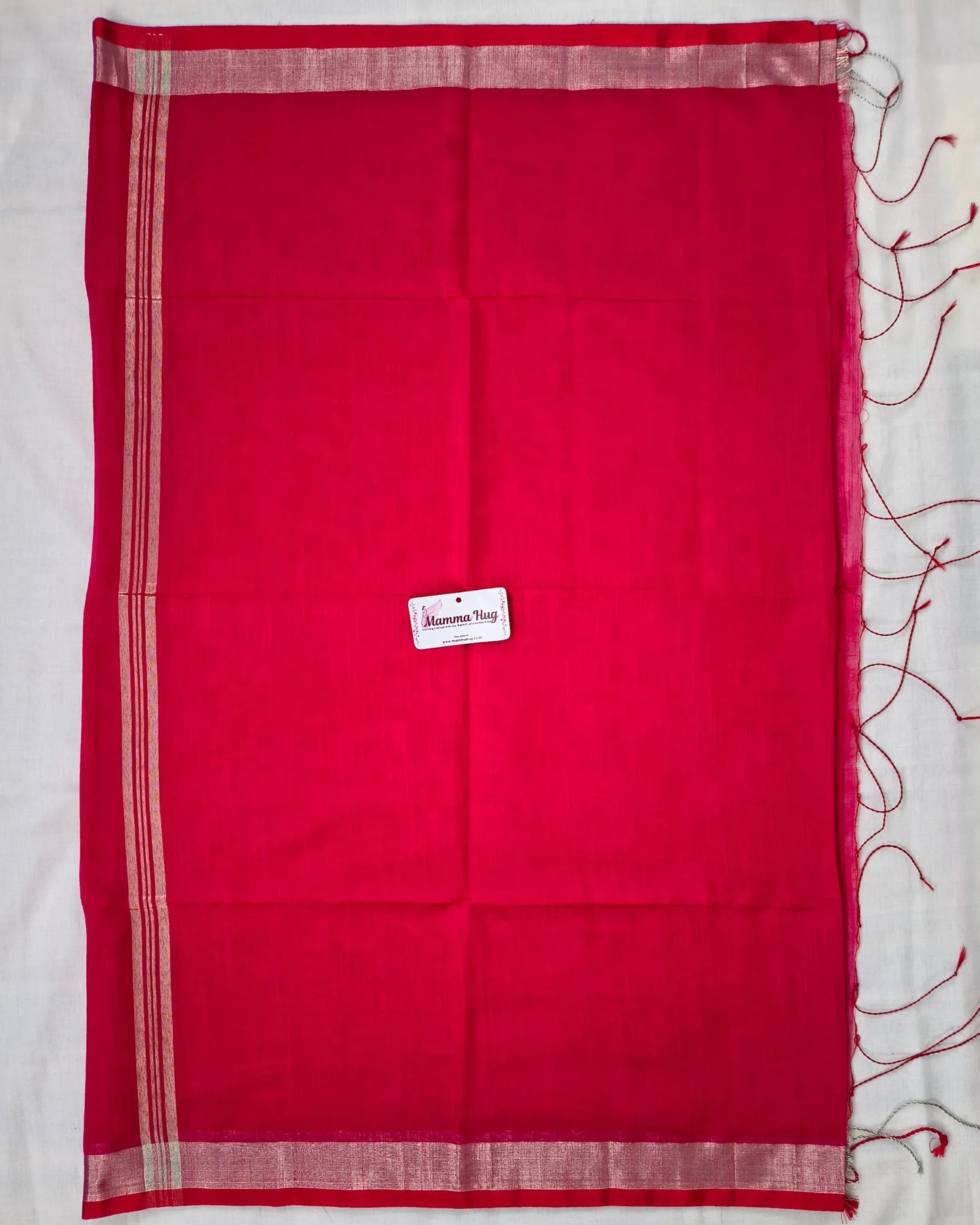 Silk Cotton Handloom Saree Silver Zari Border MammaHug