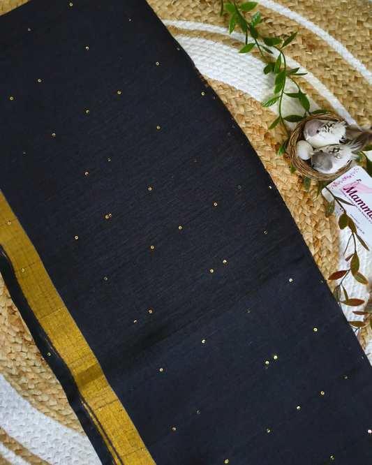 Premium Linen By Linen Handloom Saree - Black