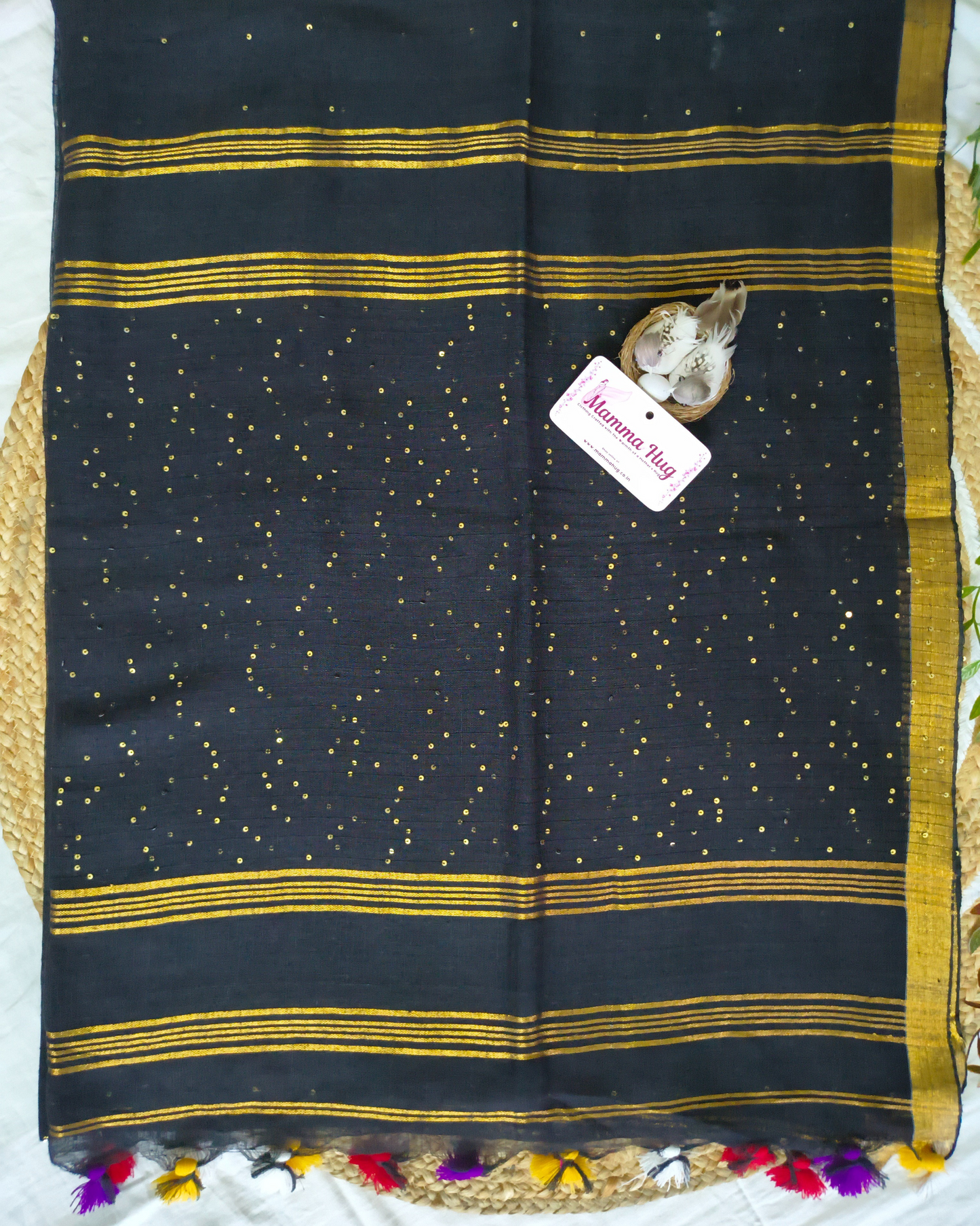 Premium Linen By Linen Handloom Saree - Black