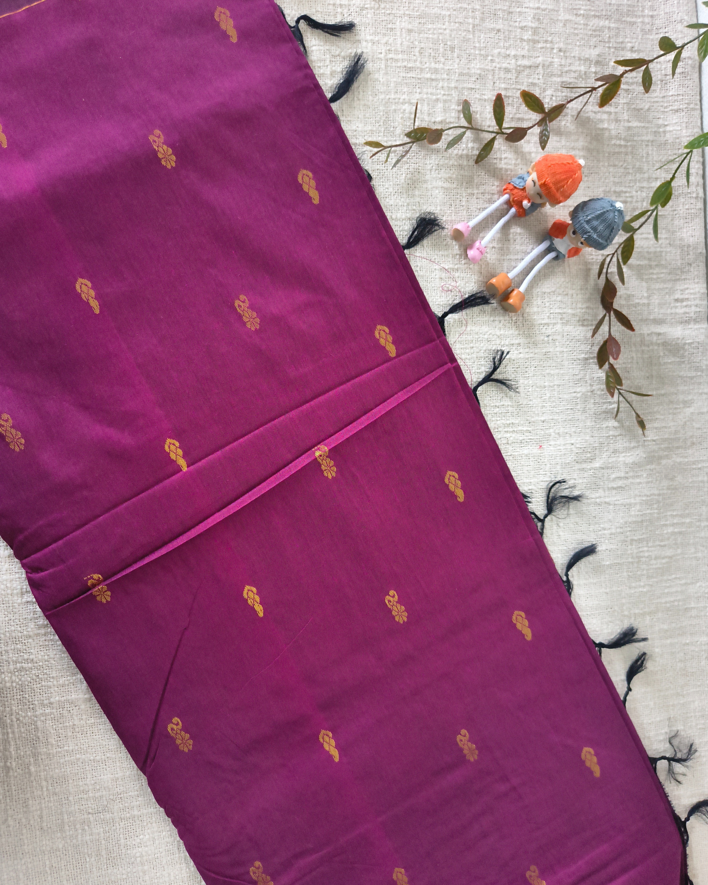 Premium Kalyani Cotton with Butta Monochromatic  - Magenta