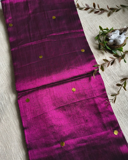 Pure Khadi Tissue Saree with Coin design - Wine