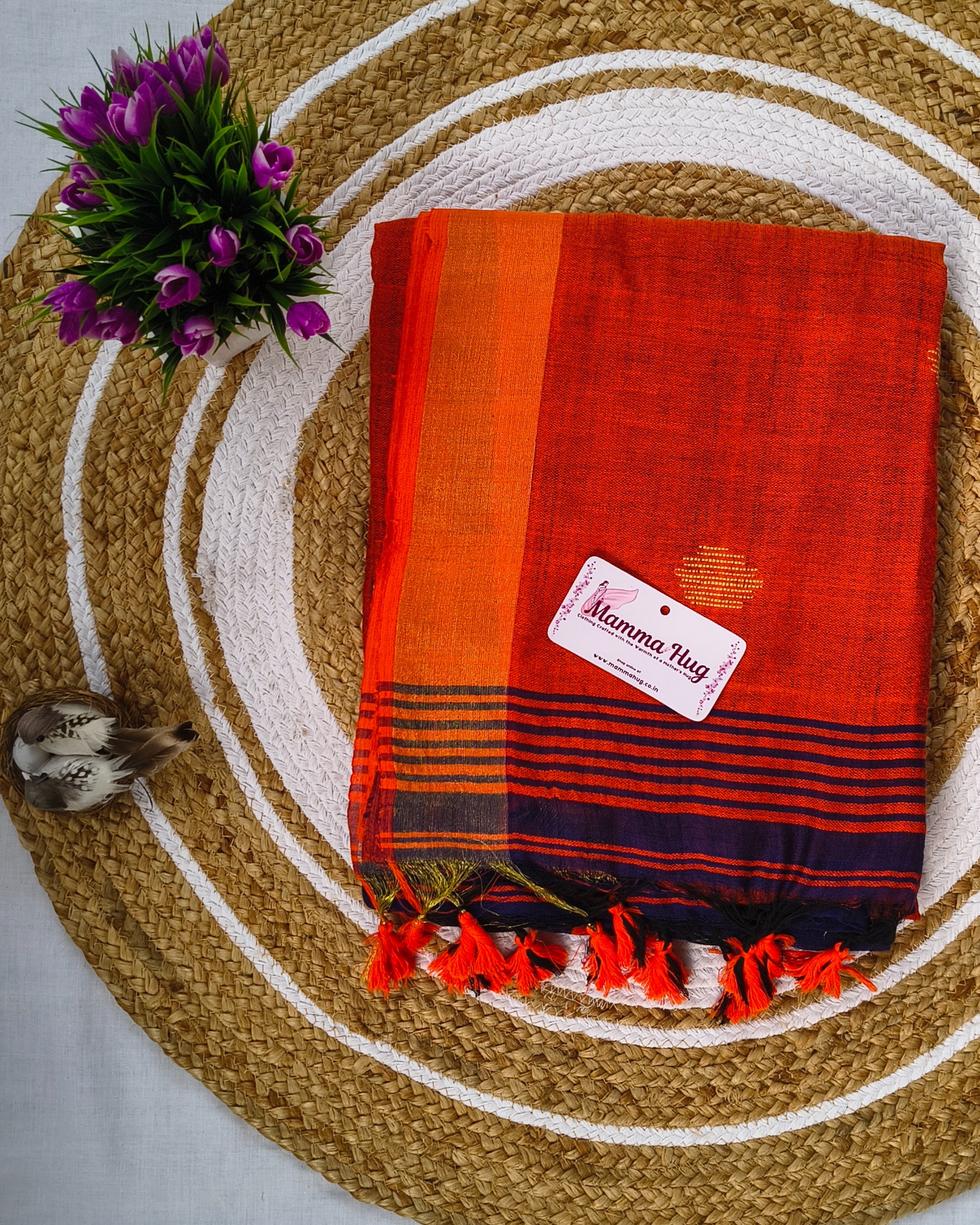 Khadi Cotton Handloom Saree Butta Design