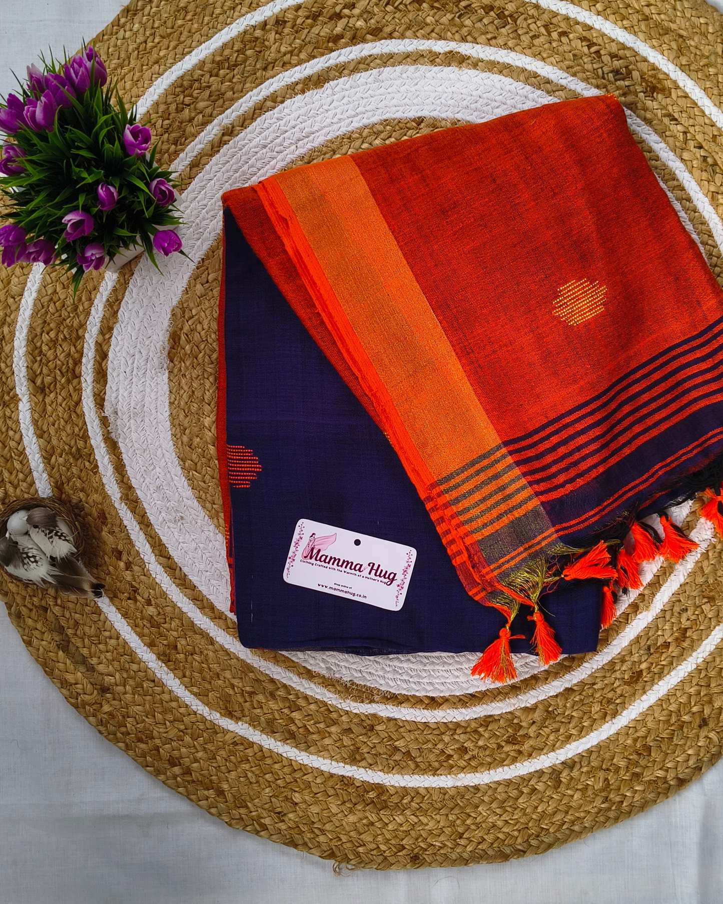 Khadi Cotton Handloom Saree Butta Design