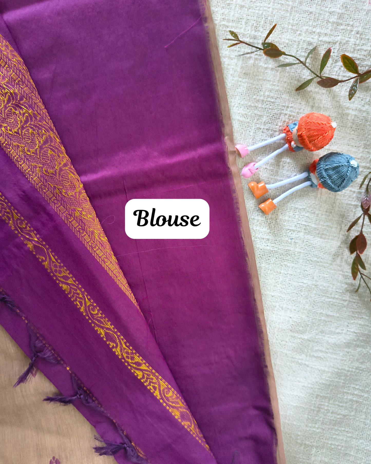 Premium Kalyani Cotton Saree with Butta - Mocha Rose