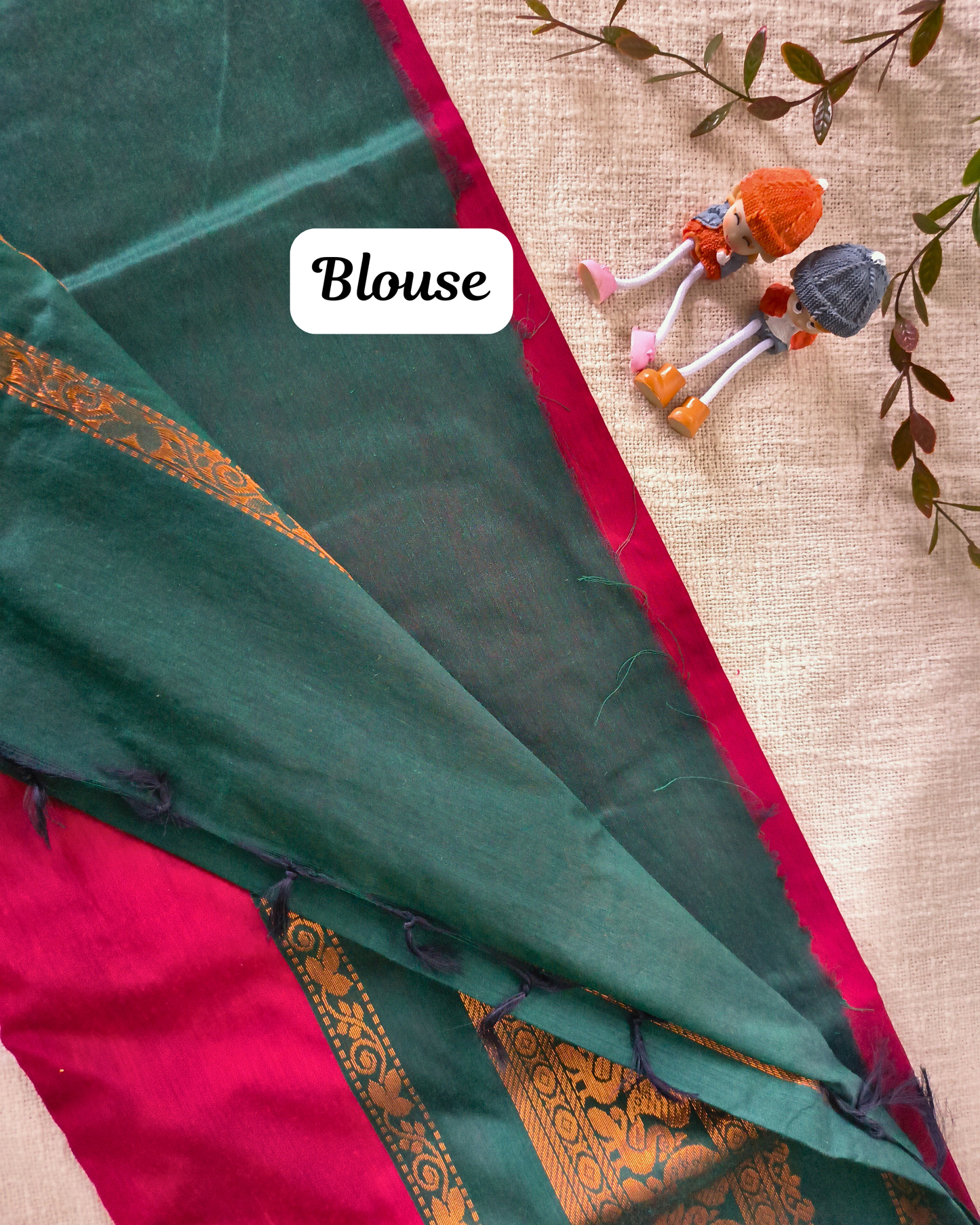 Premium Kalyani Cotton Plain Saree with Zari Border - Red