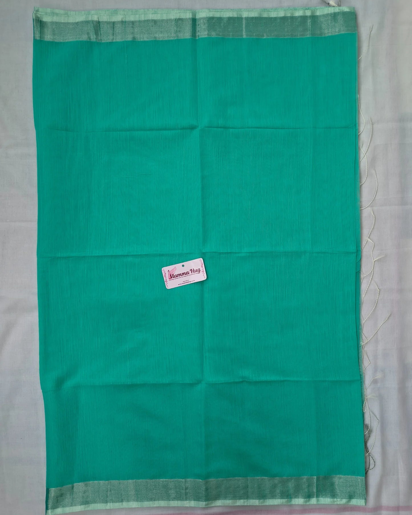 Silk Cotton Handloom Saree Silver Zari Border MammaHug