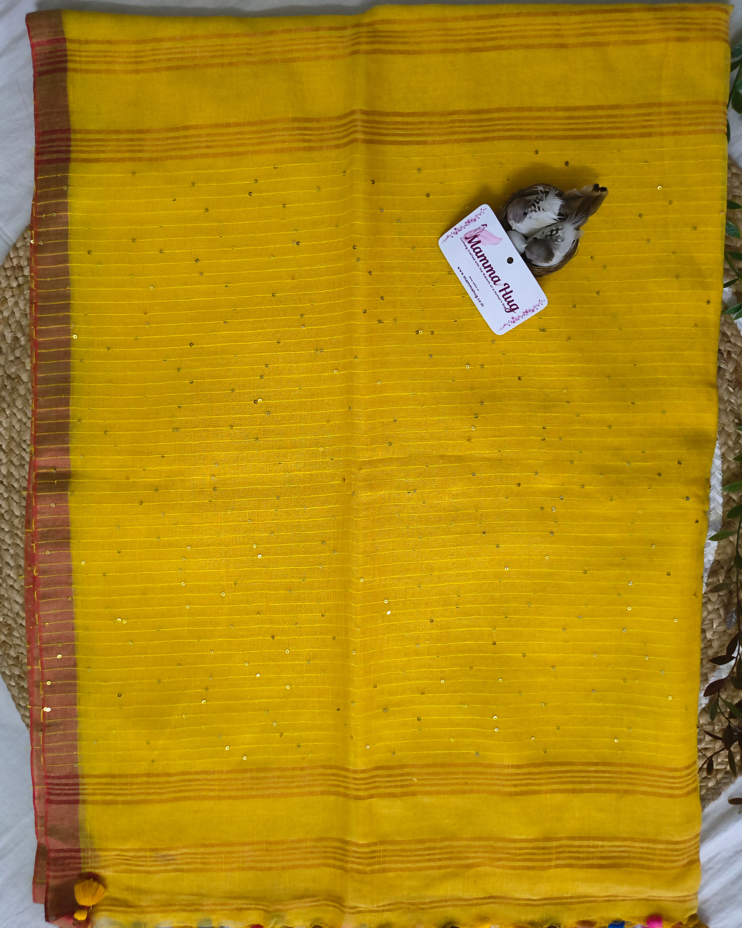 Premium Linen By Linen Handloom Saree - Yellow