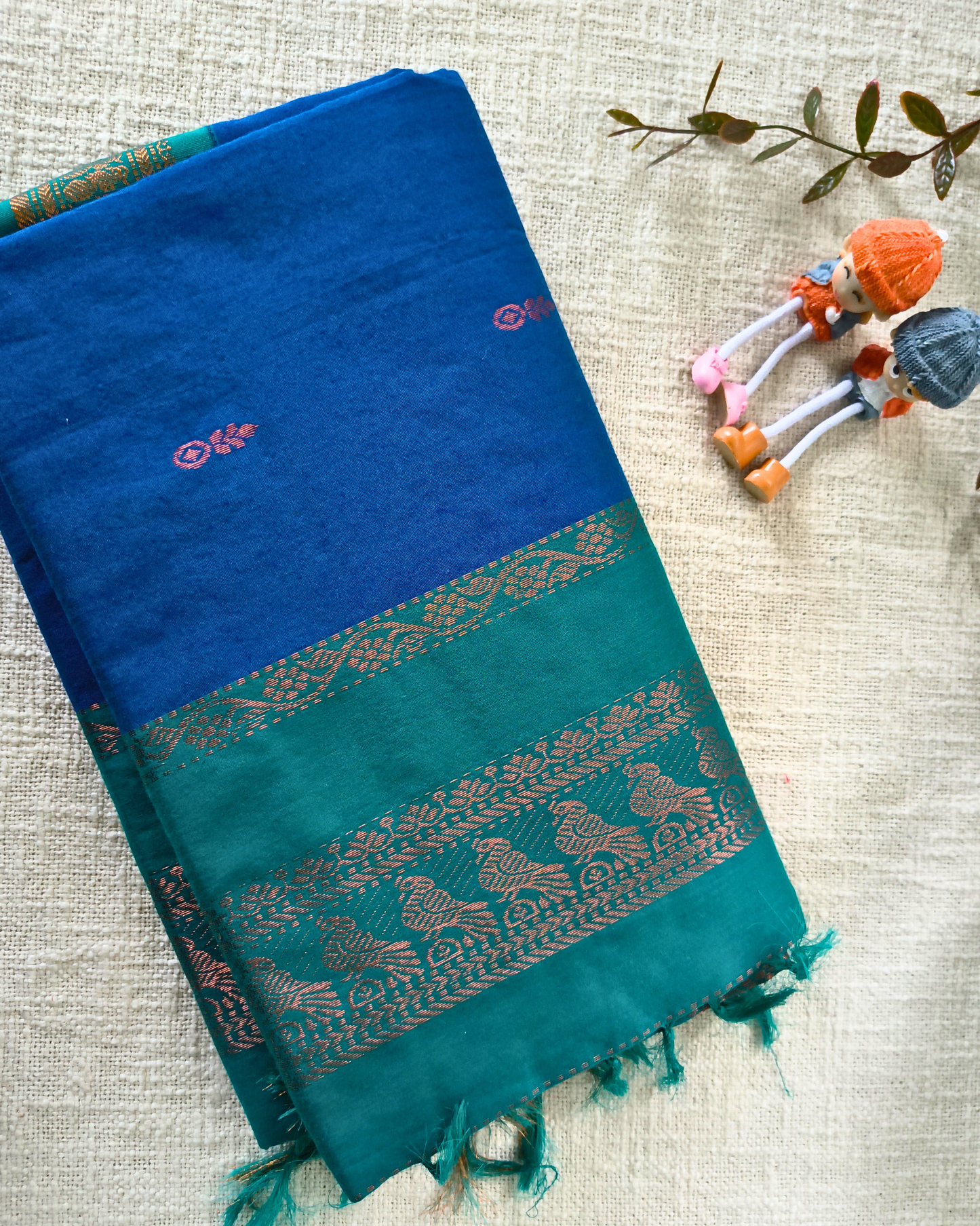 Premium Kalyani Cotton Saree with Butta - Blue