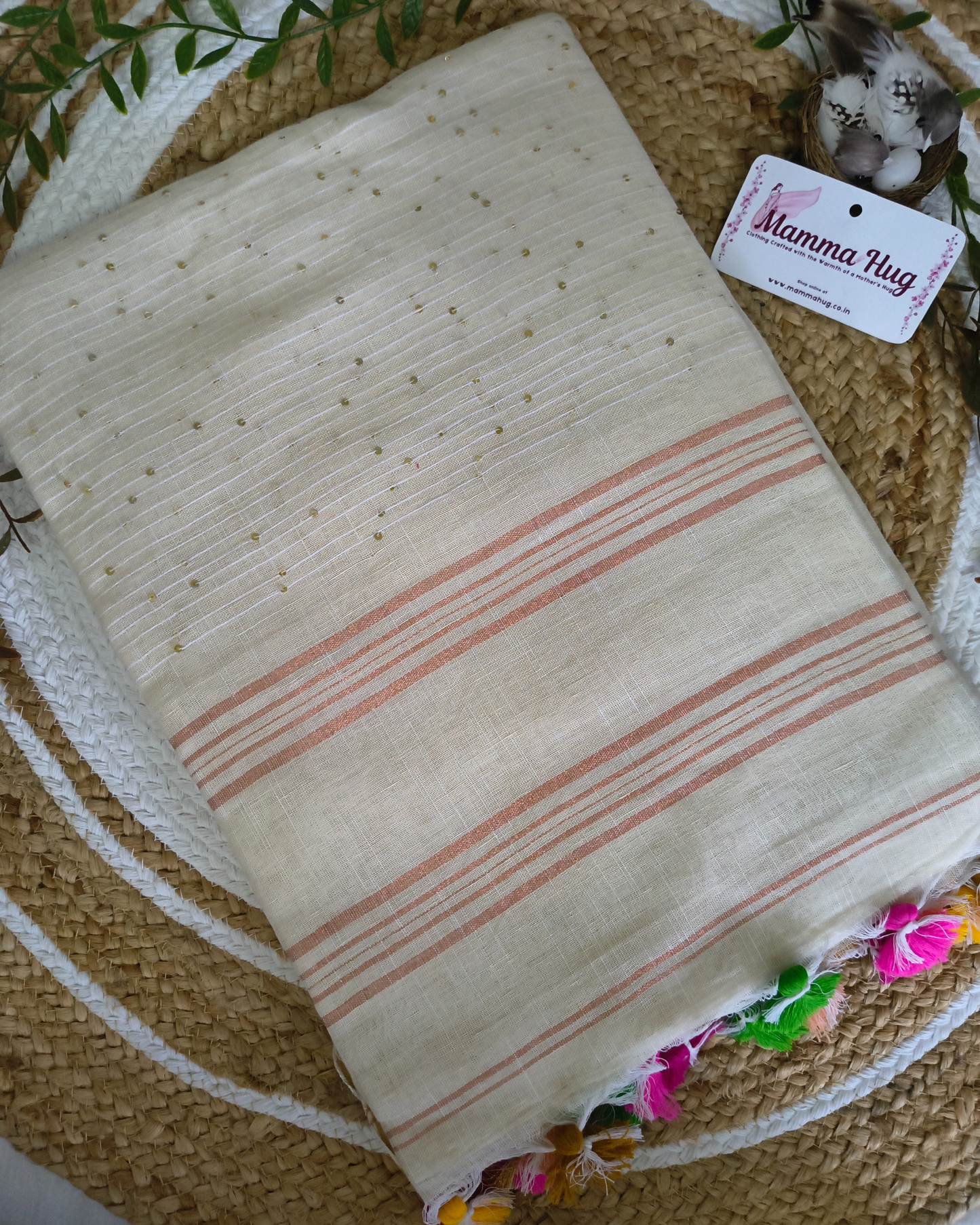 Premium Linen By Linen Handloom Saree - White