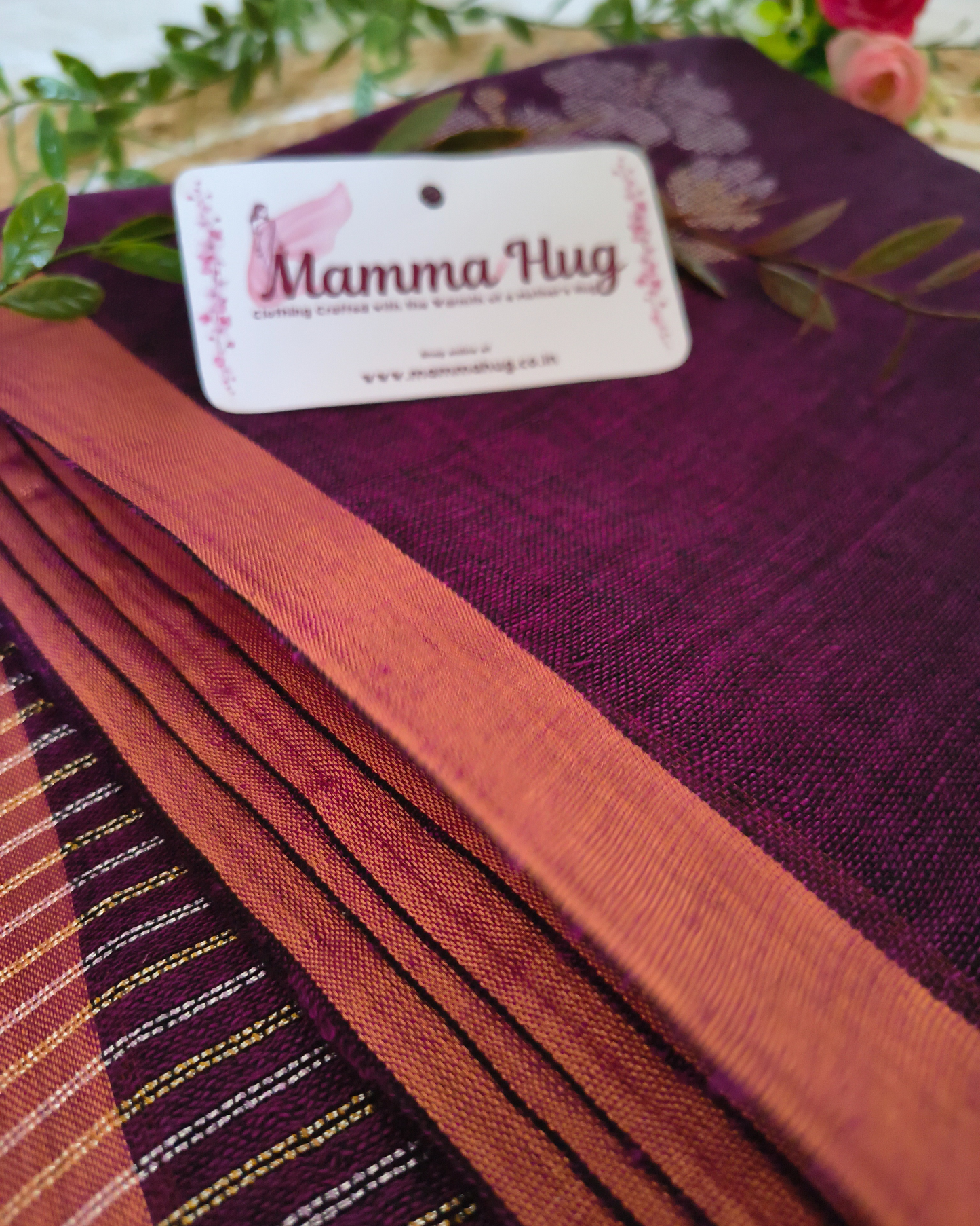 Premium Linen By Linen Handloom Saree - Dark Purple