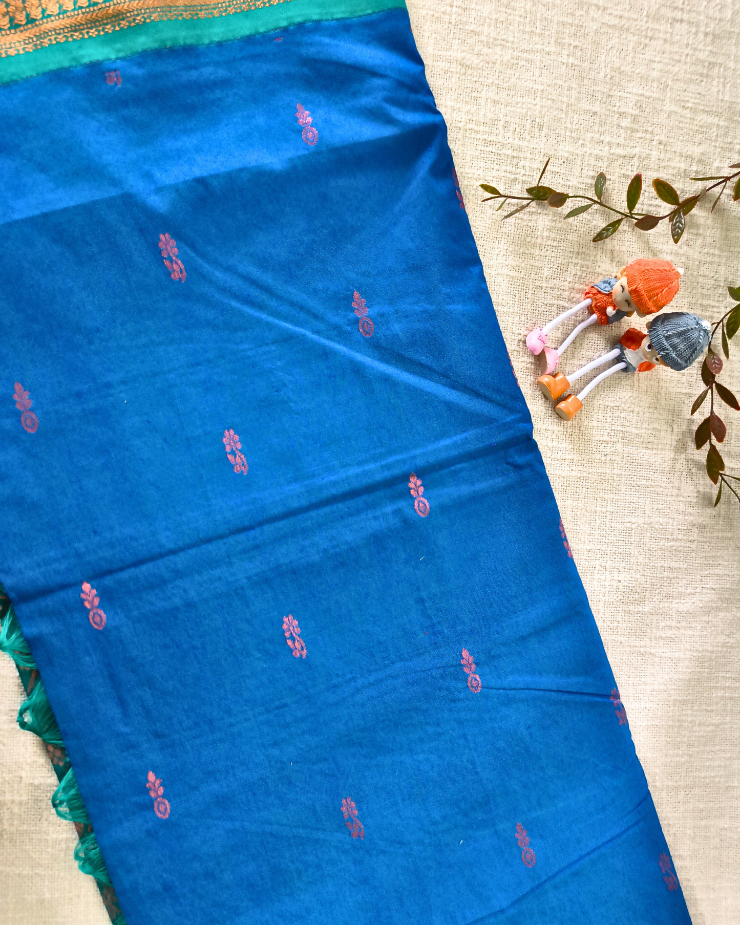 Premium Kalyani Cotton Saree with Butta - Blue