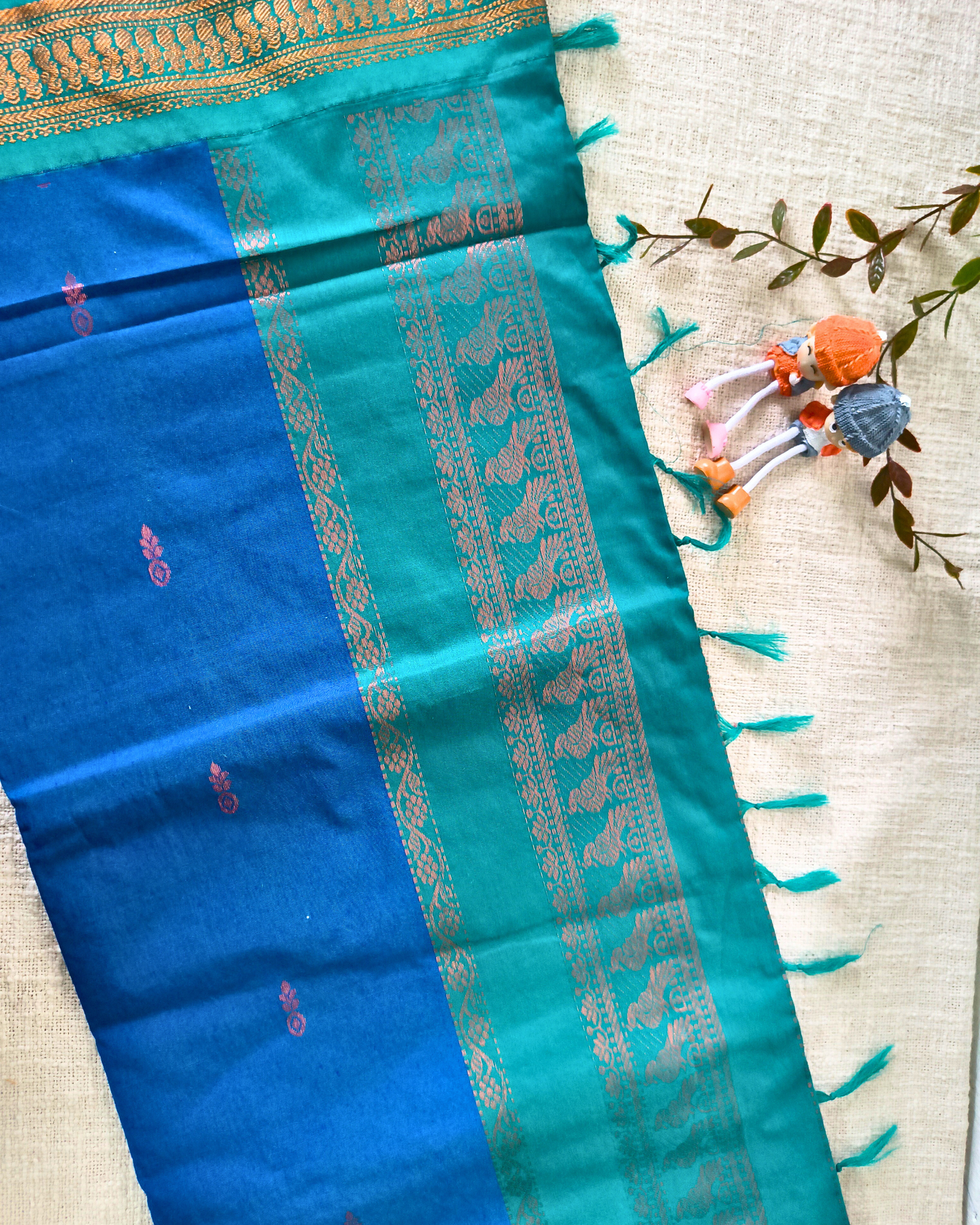 Premium Kalyani Cotton Saree with Butta - Blue