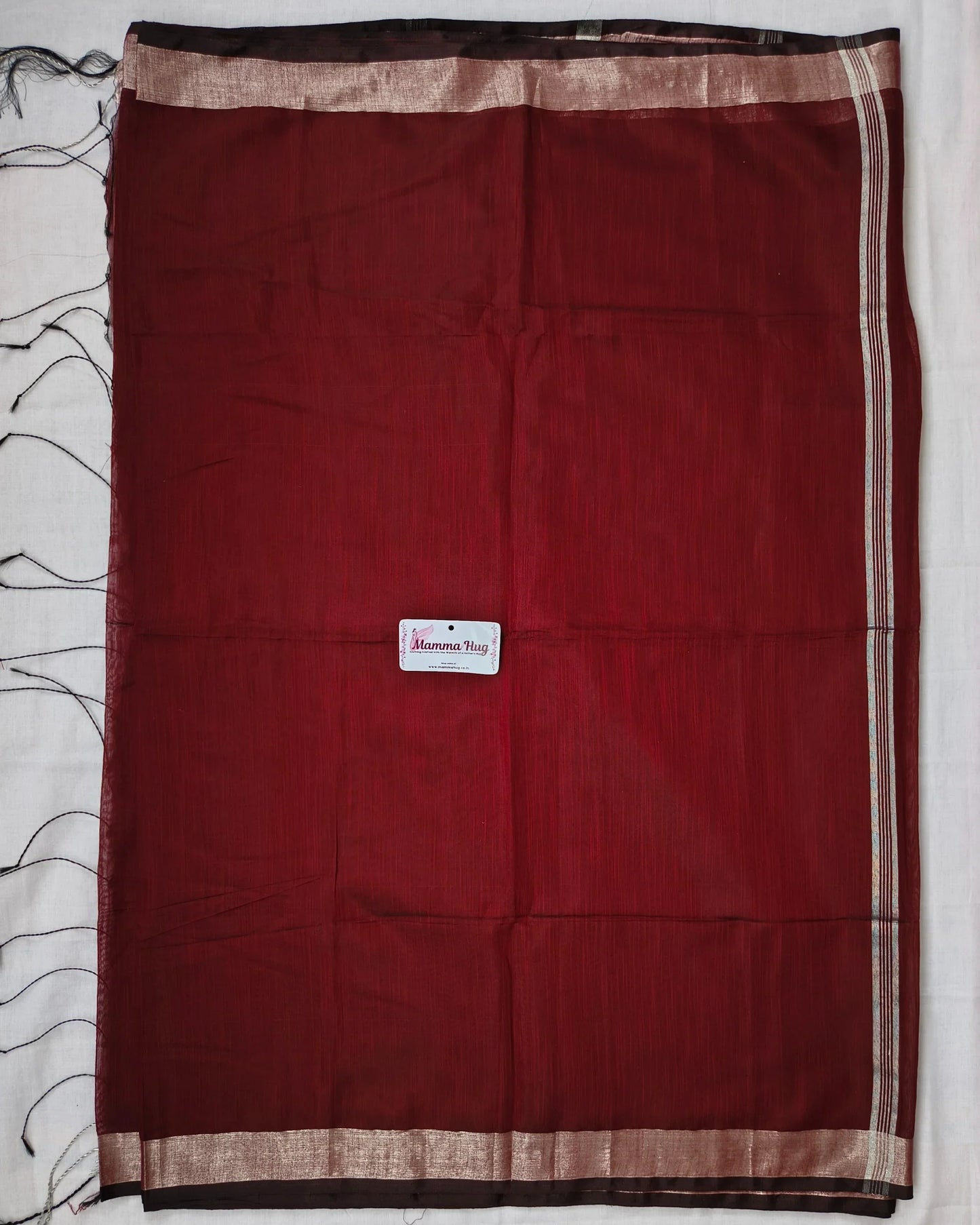 Silk Cotton Handloom Saree Silver Zari Border MammaHug