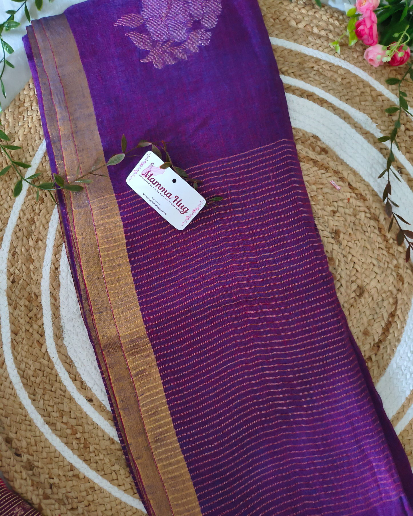 Premium Linen By Linen Handloom Saree - Purple