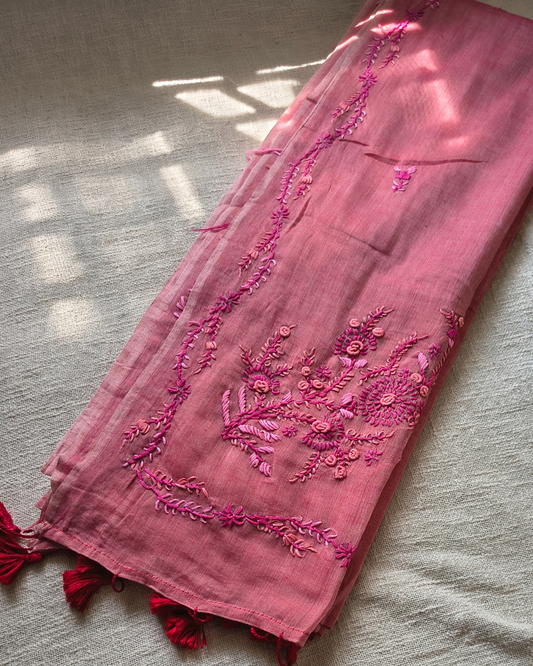 Mul Cottom Handwoven Kantha Design - Onion Pink