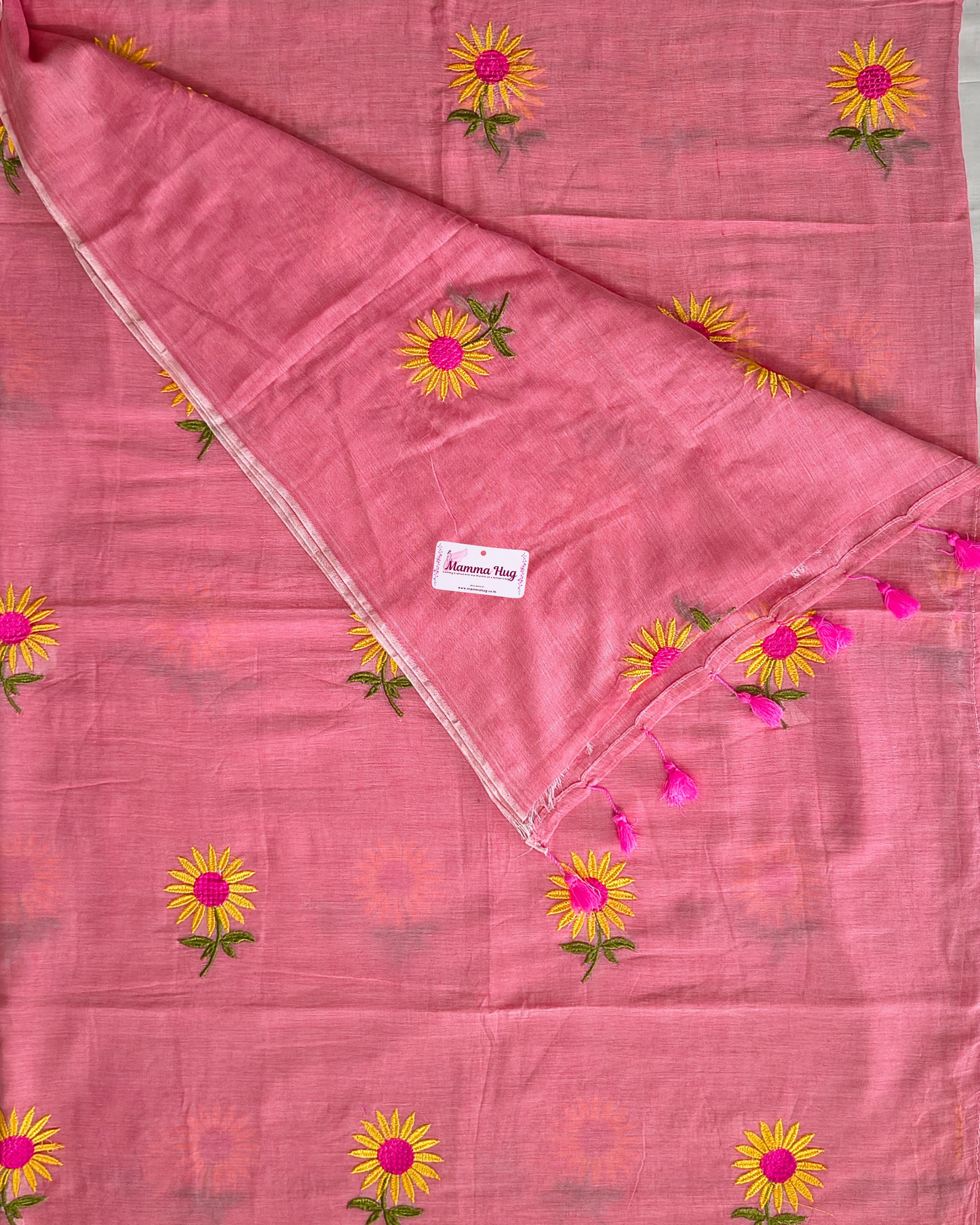 Mul Cottom Handloom Saree Flower Embroidery