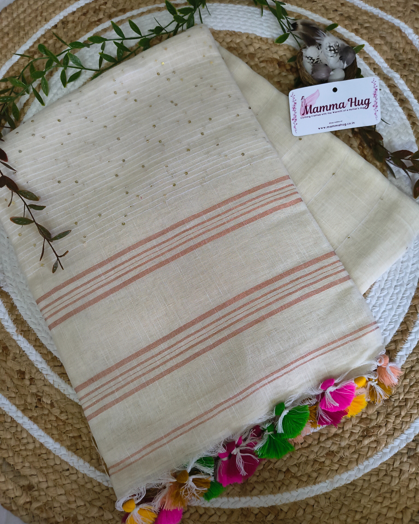 Premium Linen By Linen Handloom Saree - White
