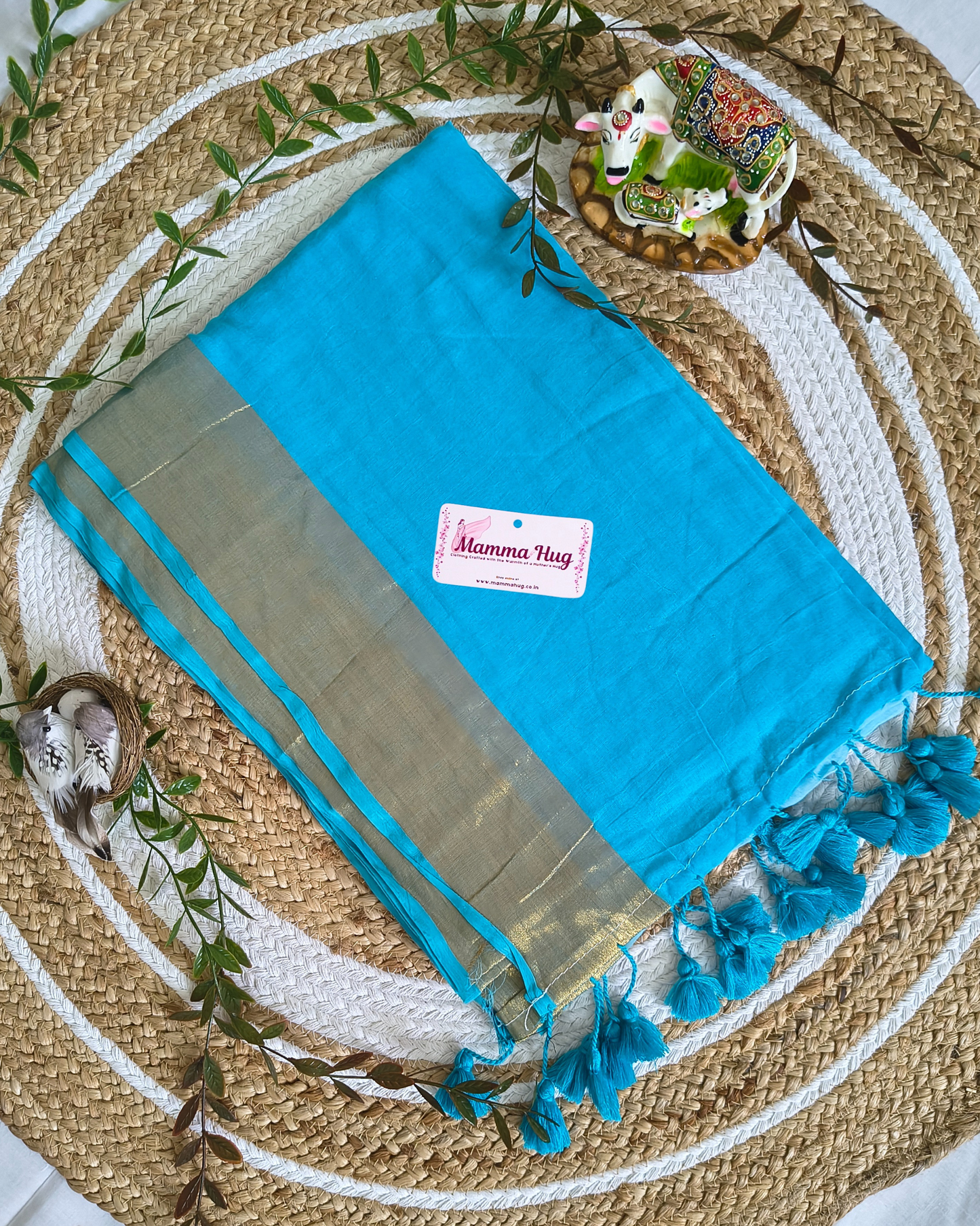 Mul Cottom Handloom Saree with Golden Border