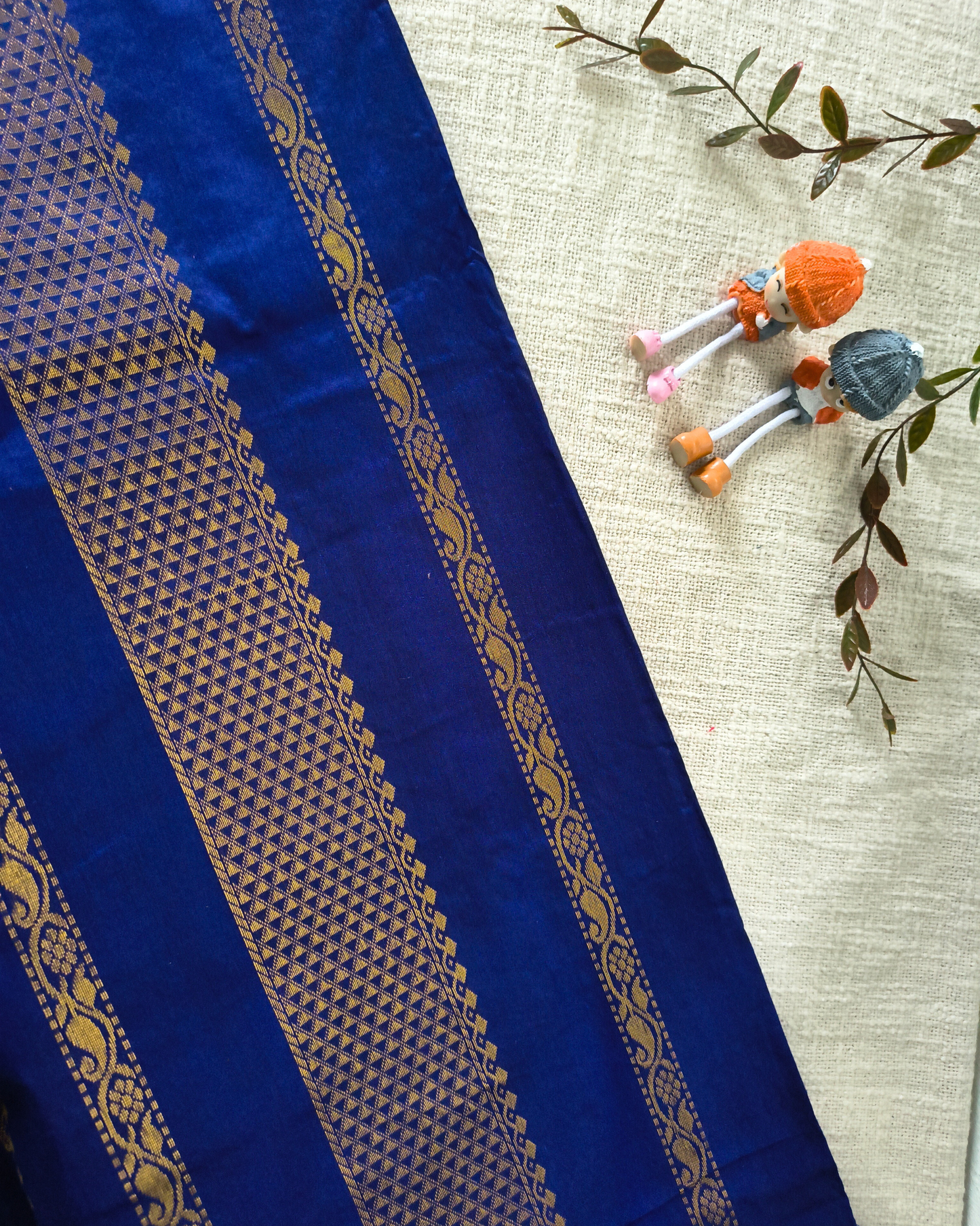 Premium Kalyani Cotton with Butta Monochromatic  - Blue