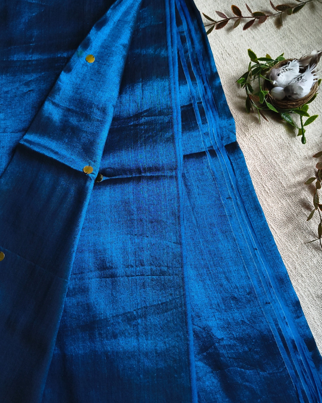 Pure Khadi Tissue Saree with Coin design - Blue