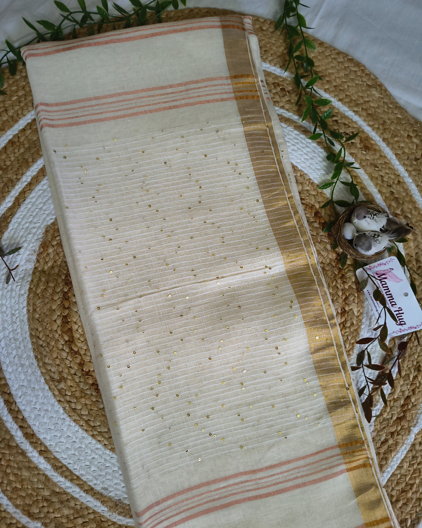 Premium Linen By Linen Handloom Saree - White