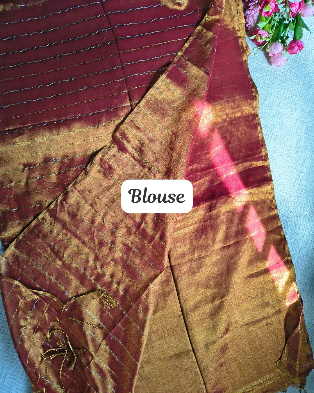 Soft Linen Tissue Saree with Sequins- Sunset MammaHug