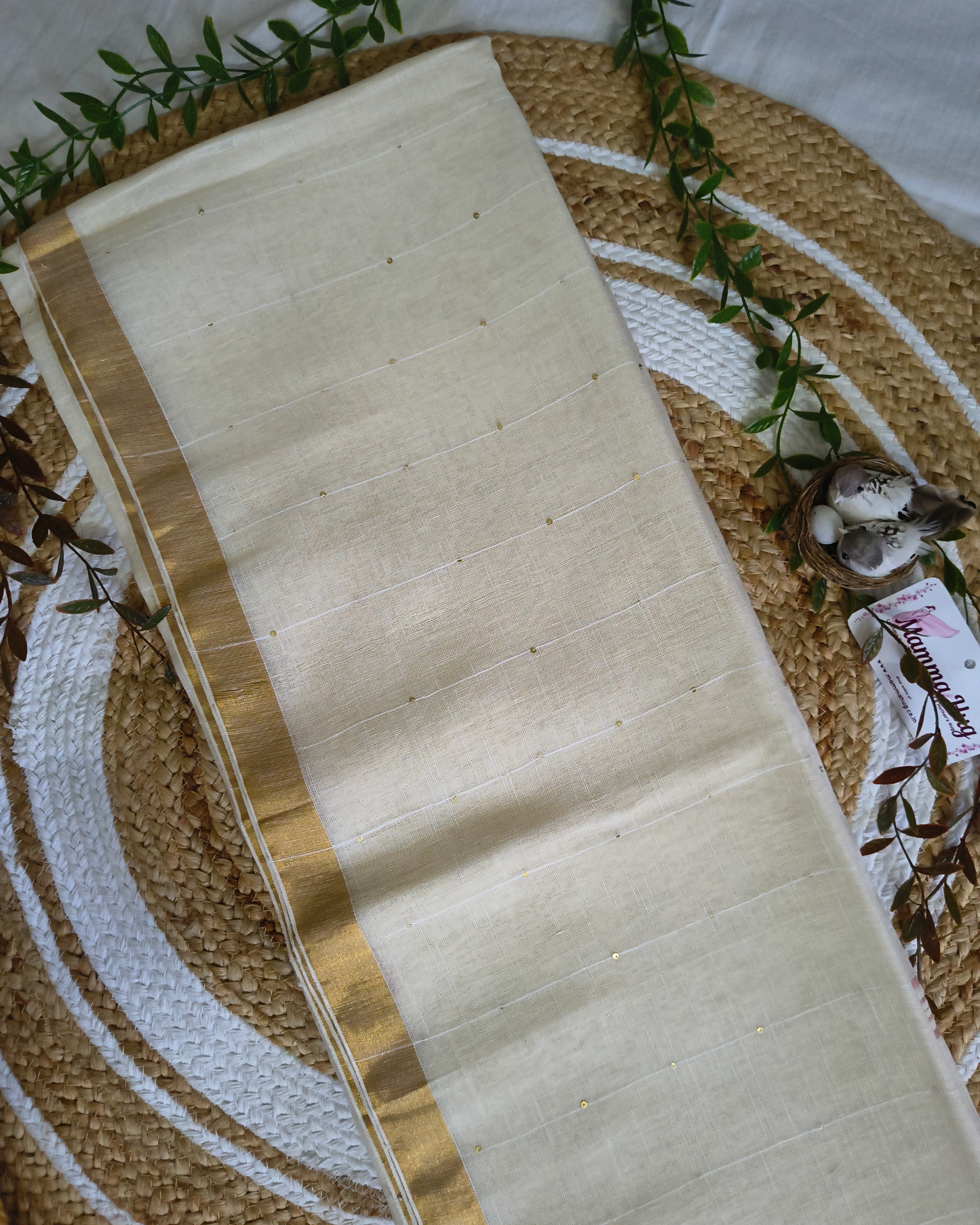 Premium Linen By Linen Handloom Saree - White