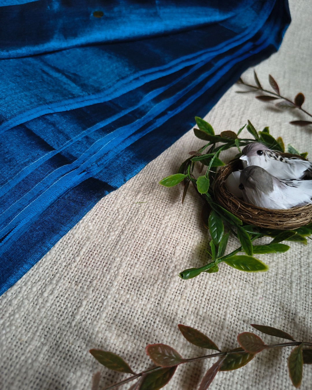 Pure Khadi Tissue Saree with Coin design - Blue