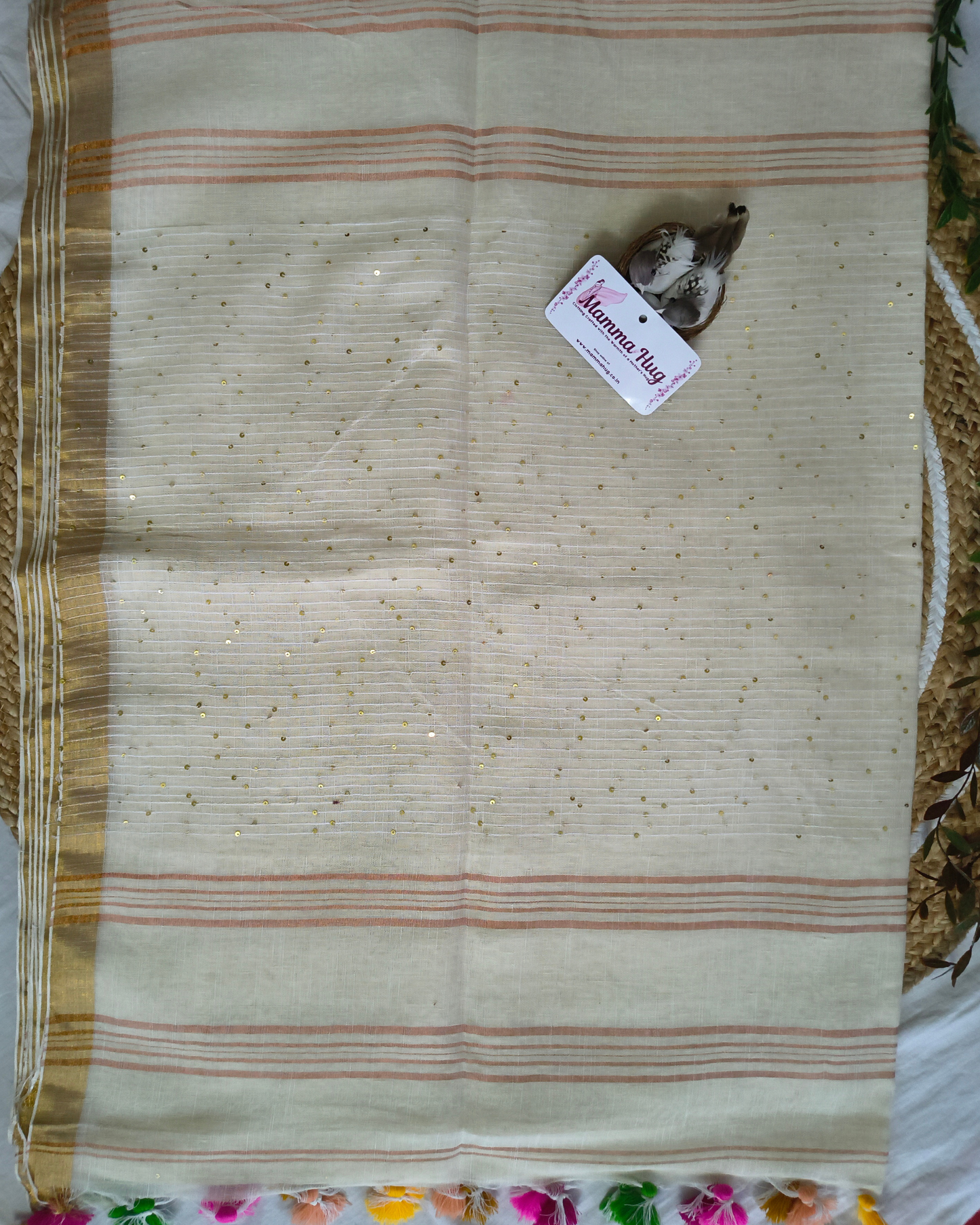Premium Linen By Linen Handloom Saree - White