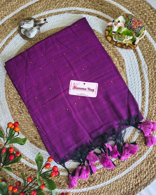 Mul Cottom Handloom Saree with Sequence