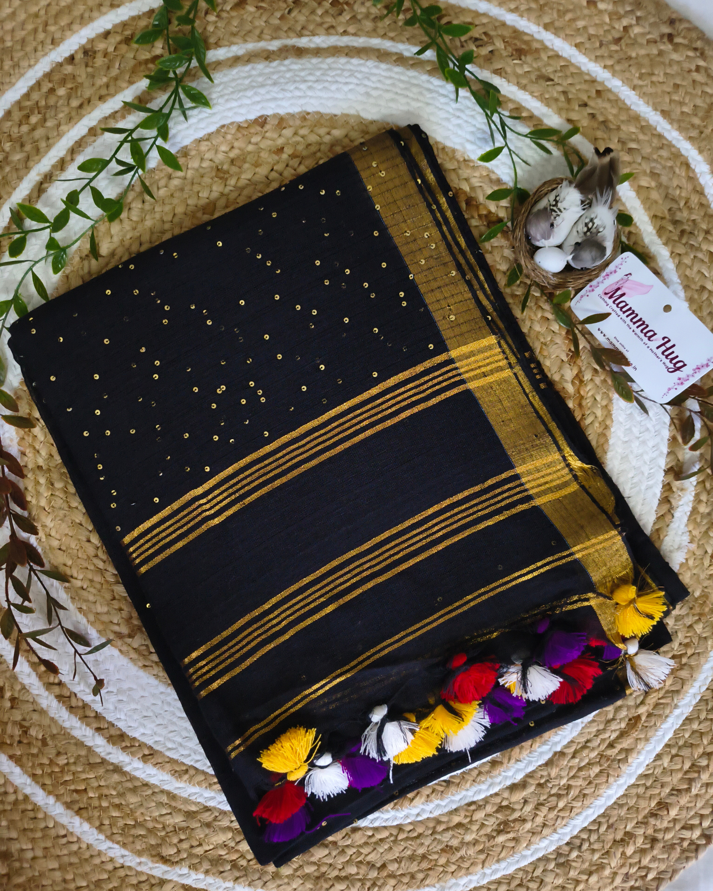 Premium Linen By Linen Handloom Saree - Black