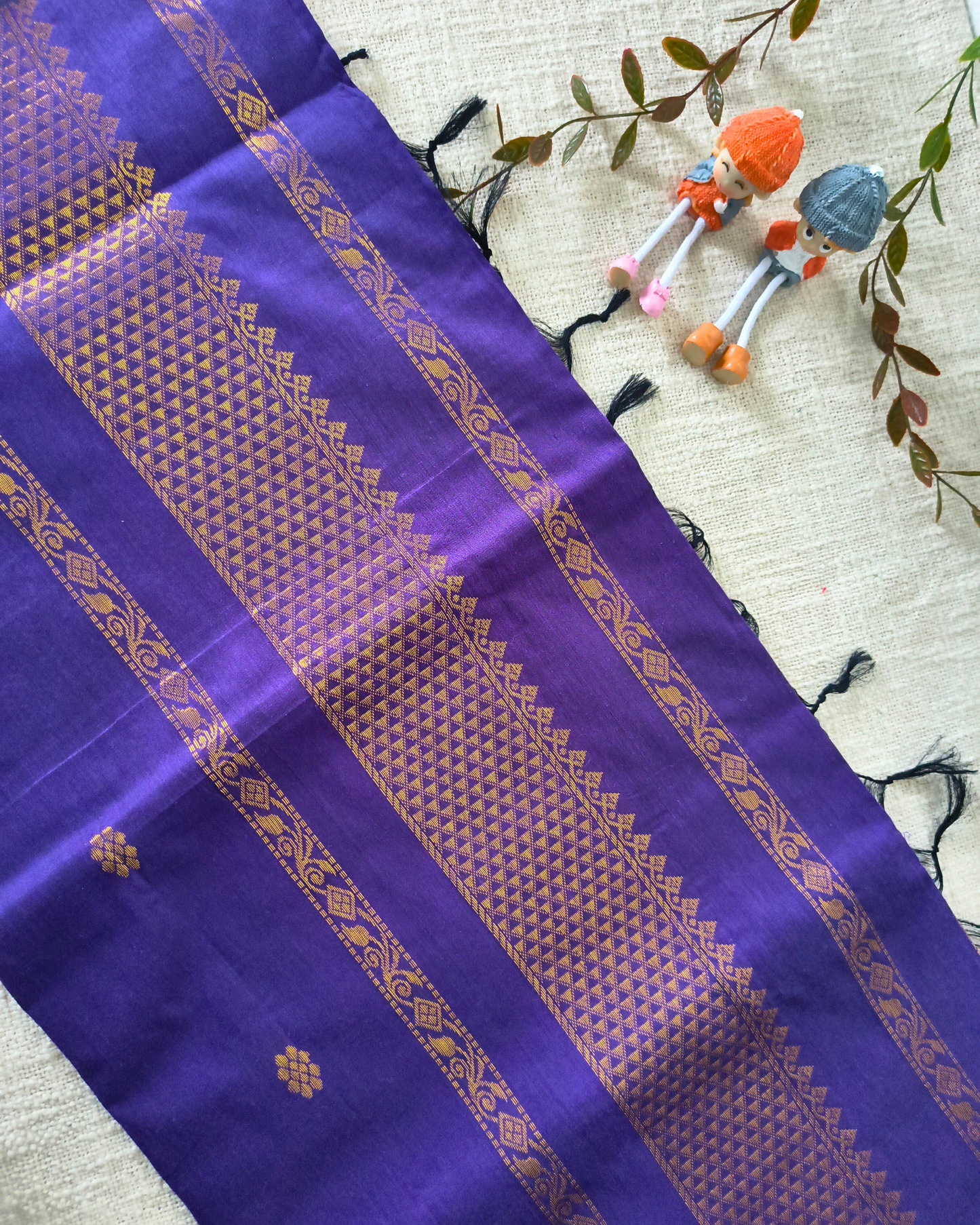 Premium Kalyani Cotton with Butta Monochromatic  - Purple