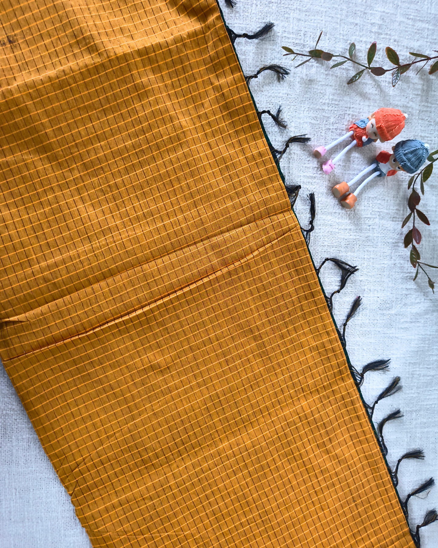 Premium Kalyani Cotton checked with Zari Border - Yellow