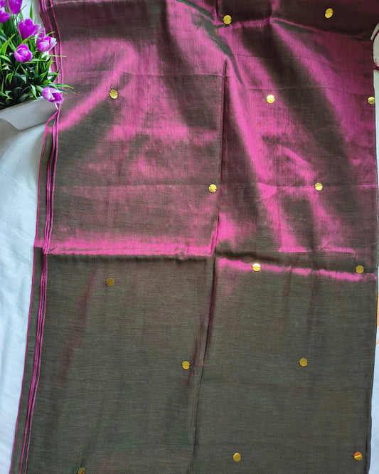 Pure Khadi Tissue Saree with Coin design - Magenta MammaHug