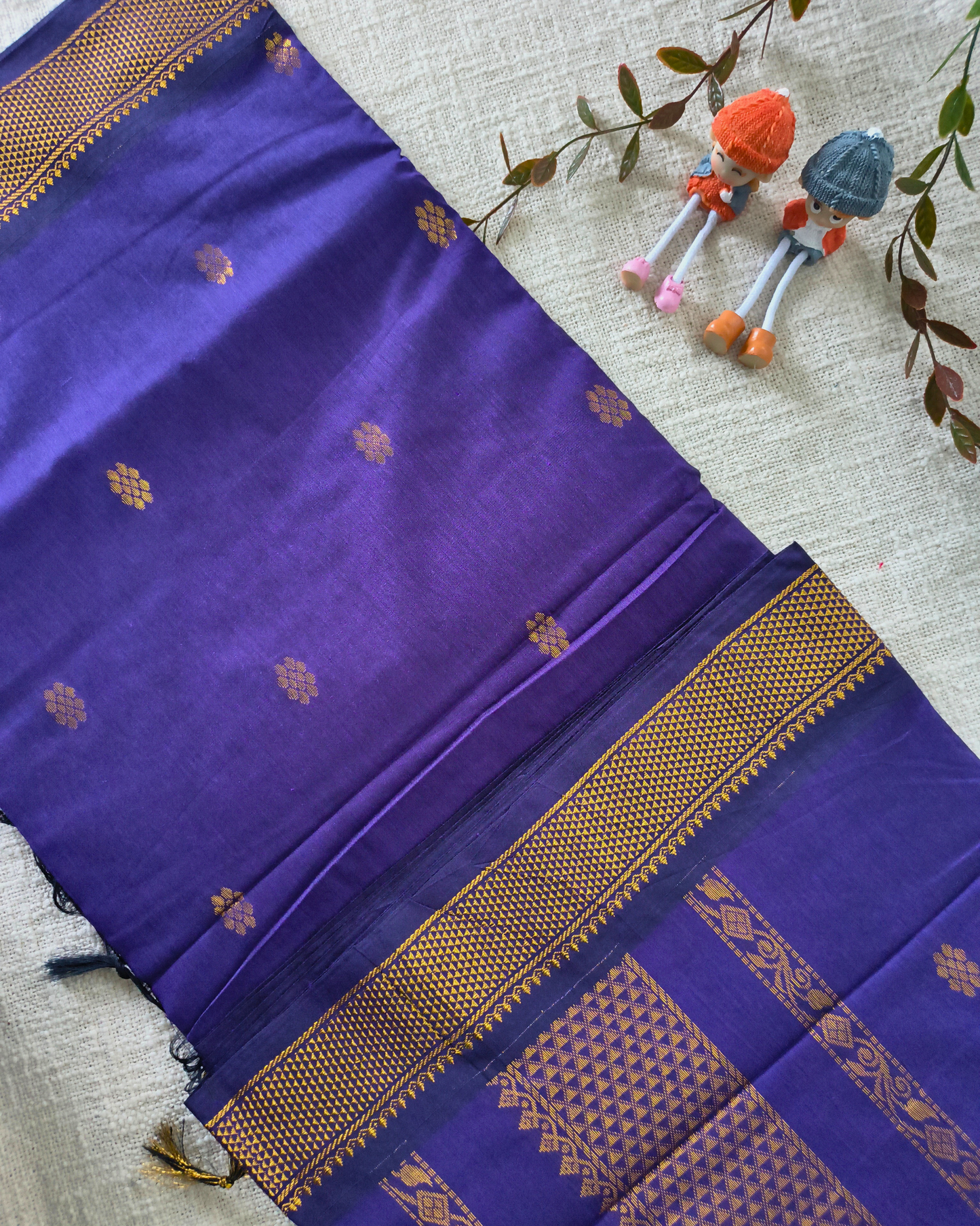 Premium Kalyani Cotton with Butta Monochromatic  - Purple