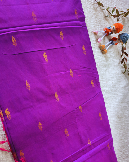 Premium Kalyani Cotton Saree with Butta - Purple