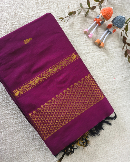 Premium Kalyani Cotton with Butta Monochromatic  - Magenta