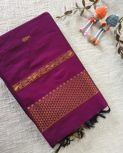 Premium Kalyani Cotton with Butta Monochromatic  - Magenta