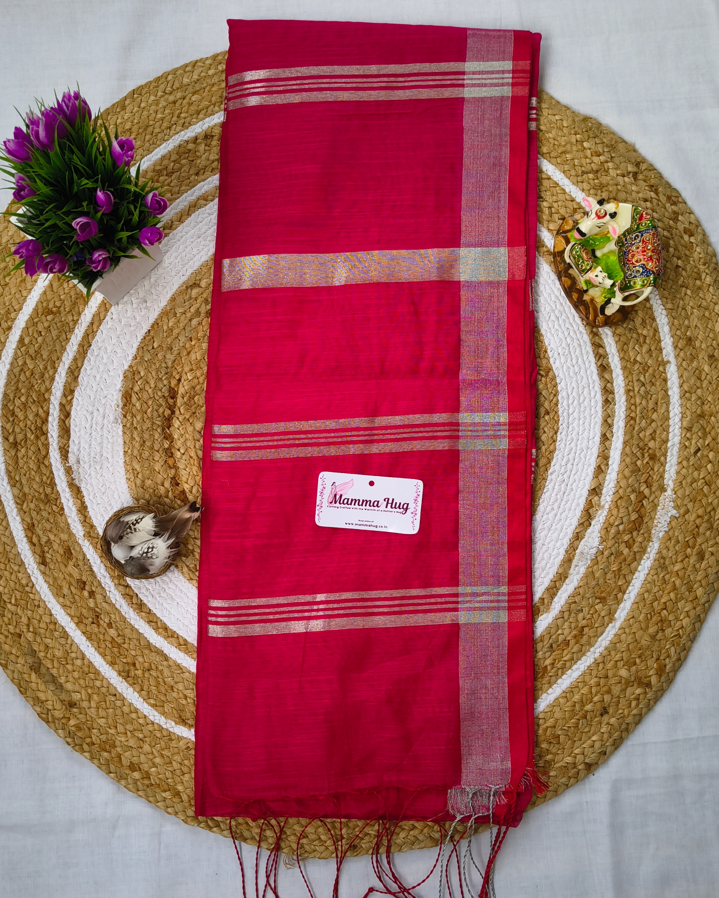 Cotton Silk Handloom Saree Silver Zari Border