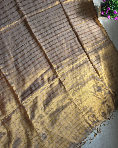 Soft Linen Tissue Saree with Sequins- Golden MammaHug