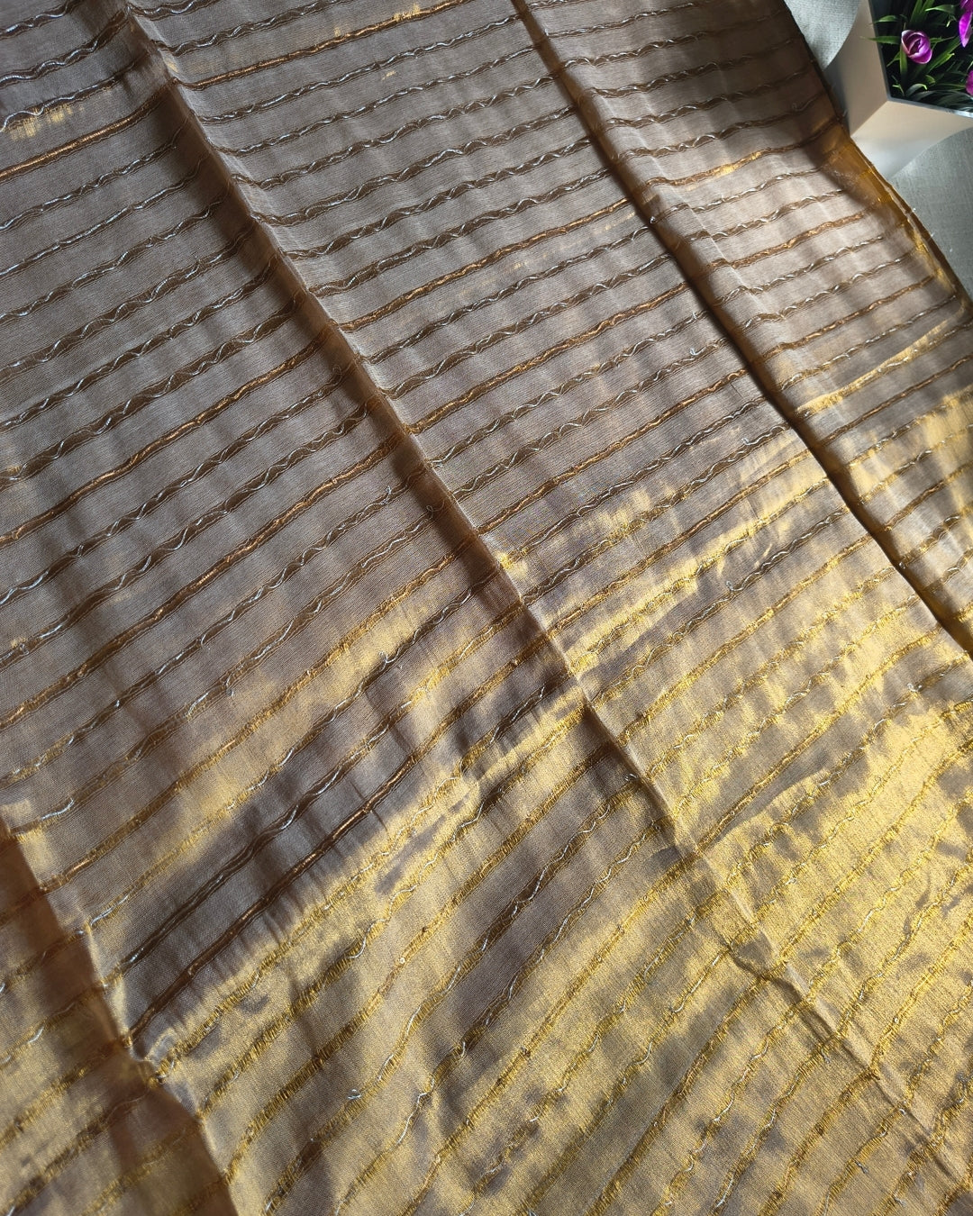 Soft Linen Tissue Saree with Sequins- Golden MammaHug