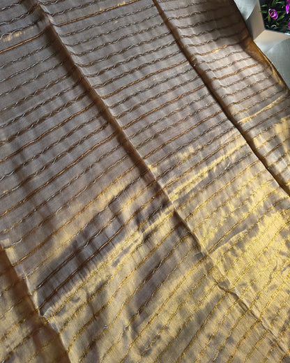 Soft Linen Tissue Saree with Sequins- Golden MammaHug