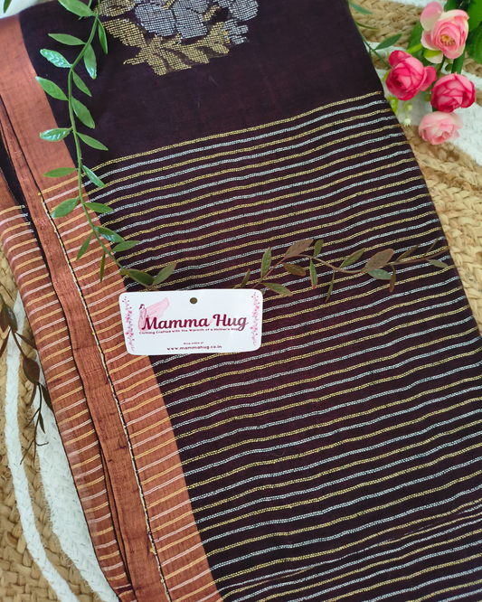 Premium Linen By Linen Handloom Saree - Maroon