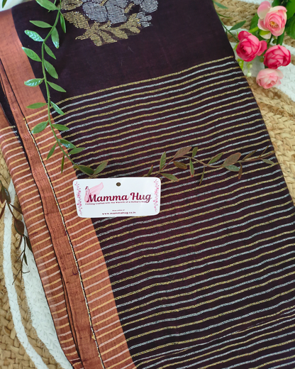 Premium Linen By Linen Handloom Saree - Maroon